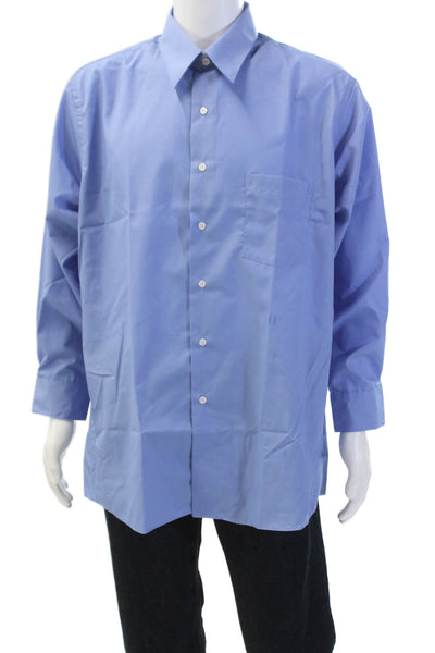 Van Heusen Mens Cotton Collared Long Sleeve Button Down Shirt Blue Size 32
