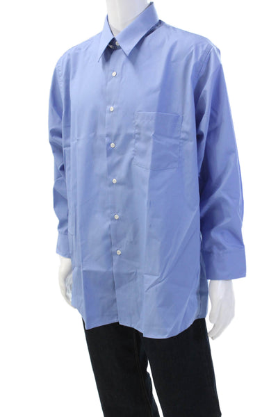 Van Heusen Mens Cotton Collared Long Sleeve Button Down Shirt Blue Size 32