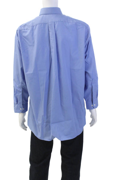 Van Heusen Mens Cotton Collared Long Sleeve Button Down Shirt Blue Size 32