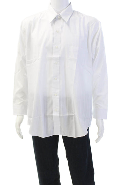 Van Heusen Mens Cotton Collared Long Sleeve Button Down Shirt White Size 32