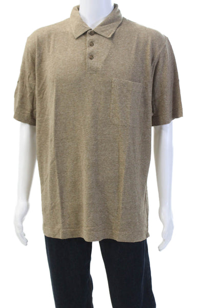 Joseph Abboud Men's Short Sleeves Collared Basic Polo T-Shirt Brown Size L