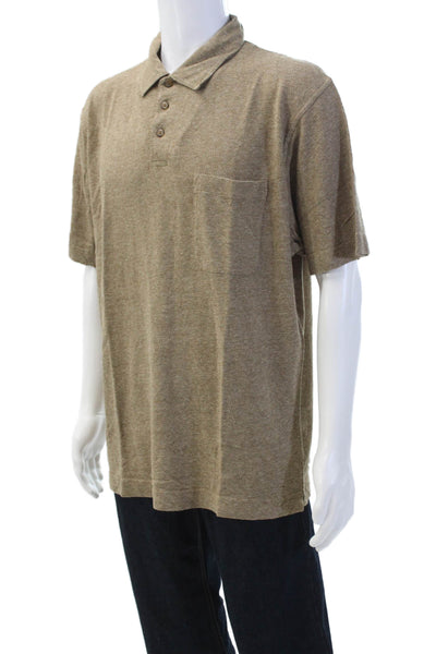 Joseph Abboud Men's Short Sleeves Collared Basic Polo T-Shirt Brown Size L