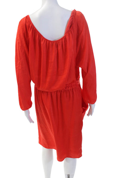 BCBGMAXAZRIA Women's Off The Shoulder Long Sleeves Pleated Mini Dress Red Size M
