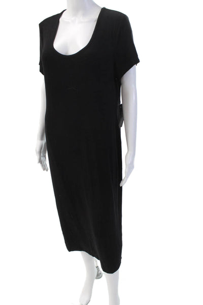 Rachel Zoe Women's Round Neck Short Sleeves Midi T-Shirt Dress Black Size XL