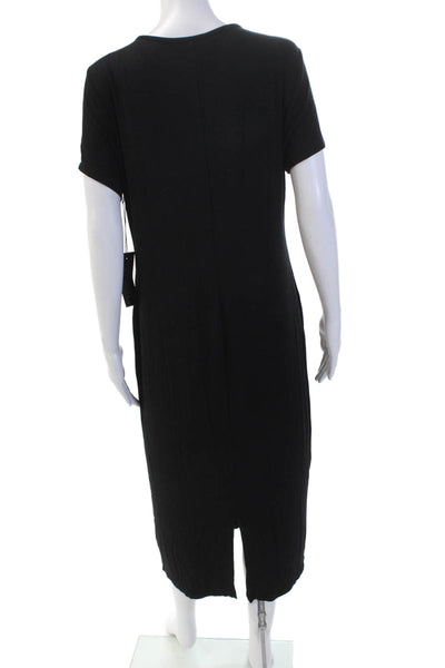 Rachel Zoe Women's Round Neck Short Sleeves Midi T-Shirt Dress Black Size XL