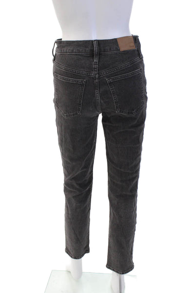 Madewell Womens Five Pocket Straight Leg Button Closure Jean Pants Black Size 25