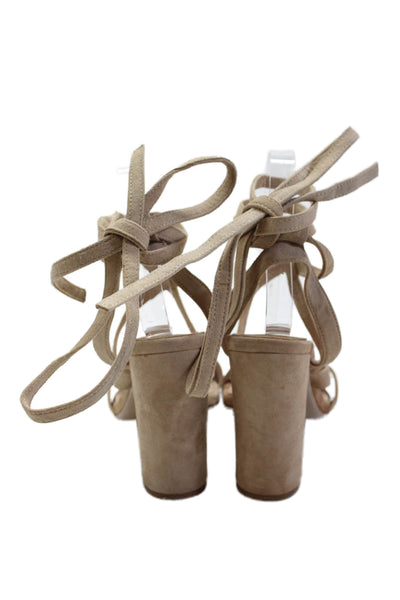 Tony Bianco Womens Strappy Calf Tie Detail Open Toe Heels Solid Beige Size 7