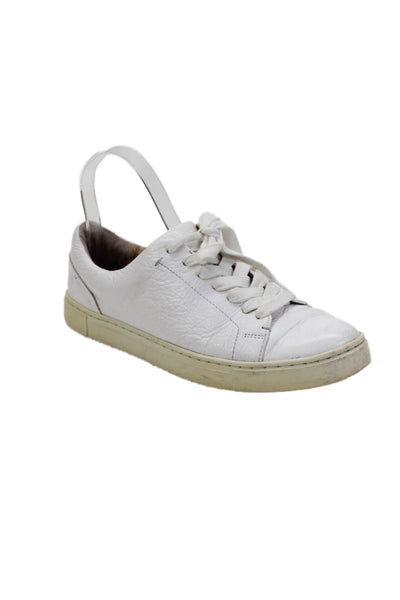 Frye Womens Leather Lace Up Round Toe Casual Sneakers Solid White Size 7