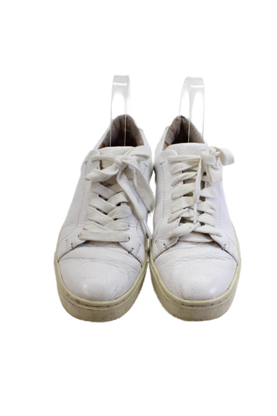 Frye Womens Leather Lace Up Round Toe Casual Sneakers Solid White Size 7