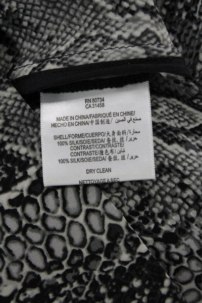 BCBGMAXAZRIA Womens 3/4 Sleeve V Neck Snake Print Silk Dress Gray Size XS