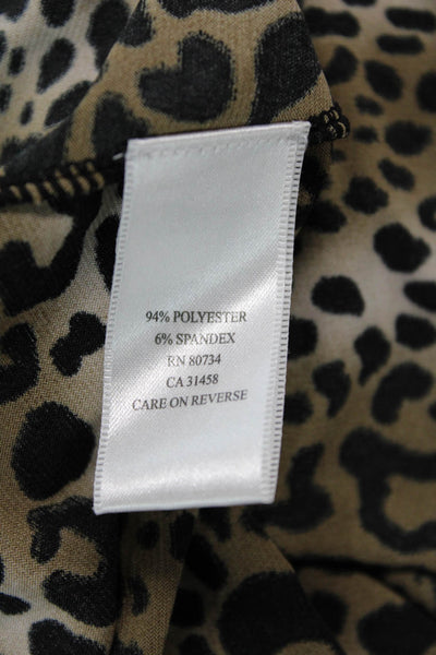 BCBGMAXAZRIA Womens Short Sleeve V Neck Leopard Knit Dress Brown Size Medium