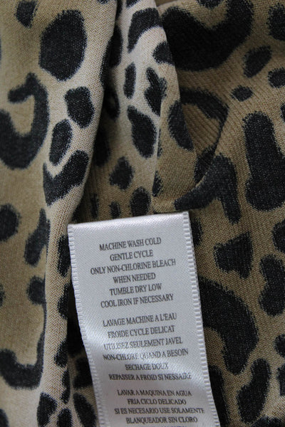 BCBGMAXAZRIA Womens Short Sleeve V Neck Leopard Knit Dress Brown Size Medium