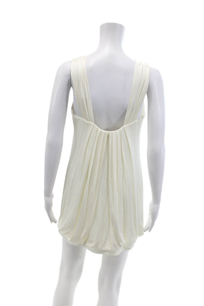 BCBGMAXAZRIA Womens Sleeveless Scoop Neck Mesh Crystal Knit Dress White Size 4