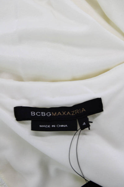BCBGMAXAZRIA Womens Sleeveless Scoop Neck Mesh Crystal Knit Dress White Size 4