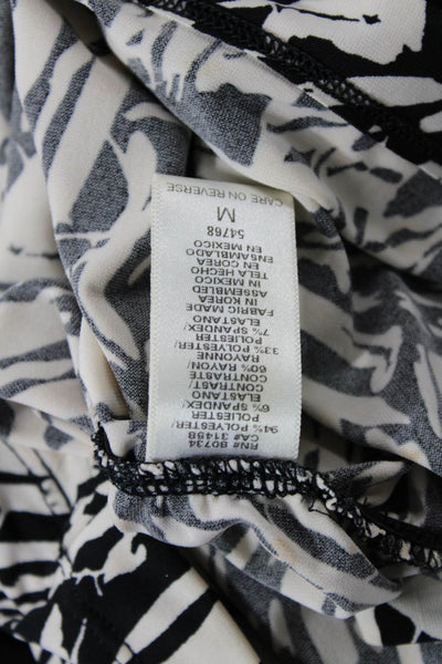 BCBGMAXAZRIA Womens Open Back Halter V Neck Knit Printed Top White Black Medium