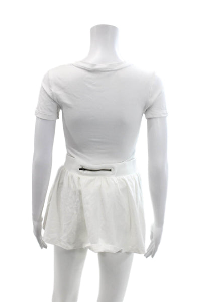 FP Movement Womens Cotton Elastic Waist Mini Tennis Skort White Size S