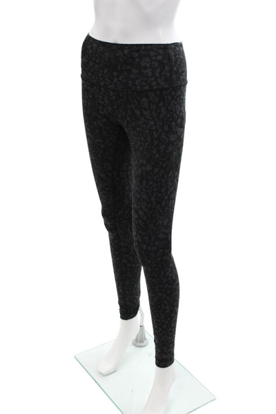 Lululemon Womens High Rise Stretch Knit Abstract Leggings Black Gray Size 4