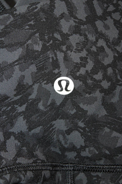 Lululemon Womens High Rise Stretch Knit Abstract Leggings Black Gray Size 4