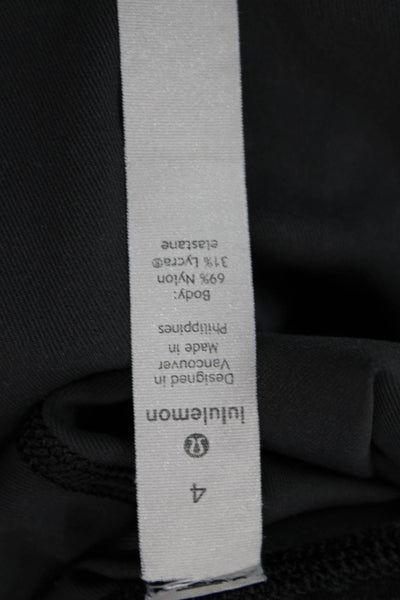 Lululemon Womens High Rise Stretch Knit Abstract Leggings Black Gray Size 4