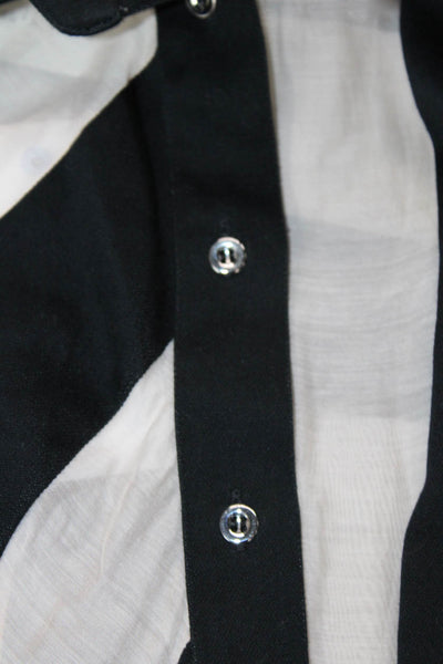 Marques Almeida Womens Button Front Collared Striped Shirt Navy White Medium