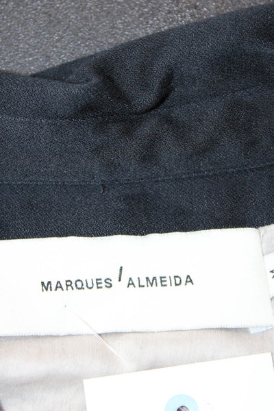 Marques Almeida Womens Button Front Collared Striped Shirt Navy White Medium
