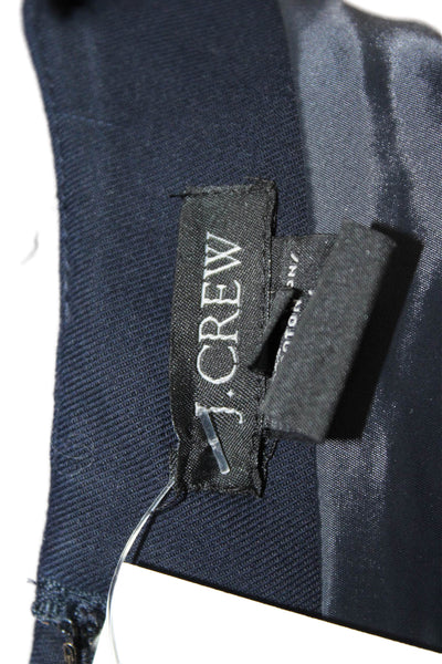 J Crew Womens Textured Round Neck Sleeveless Pleated Pencil Dress Navy Size 0