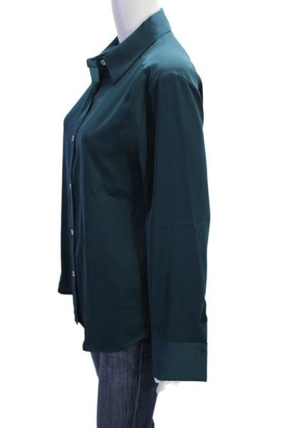 Rachel Zoe Womens Collared Long Sleeved Button Down Blouse Blue Size M