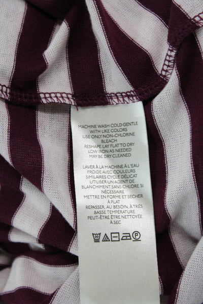 Maeve Anthropologie Womens Long Sleeve Scoop Neck Striped Shirt White Red Medium