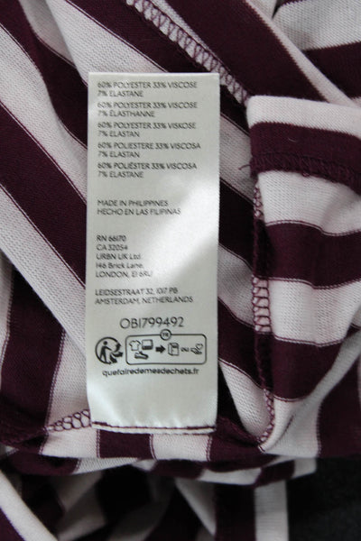 Maeve Anthropologie Womens Long Sleeve Scoop Neck Striped Shirt White Red Medium