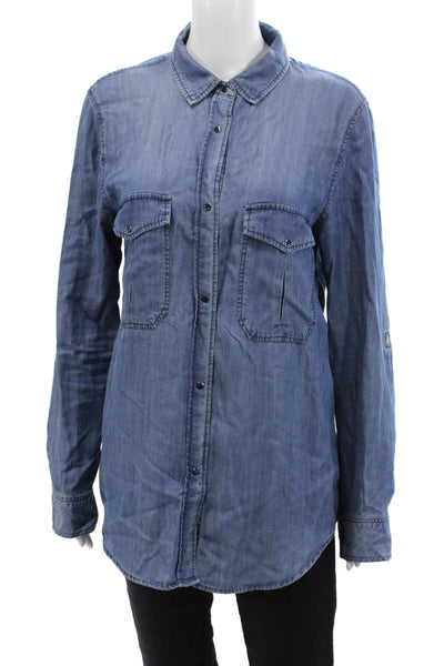 Rails Womens Button Front Long Sleeve Collared Shirt Blue Size Small