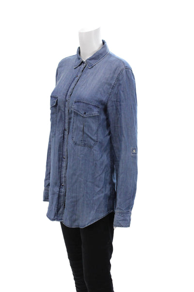 Rails Womens Button Front Long Sleeve Collared Shirt Blue Size Small
