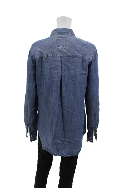 Rails Womens Button Front Long Sleeve Collared Shirt Blue Size Small
