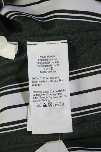 Madewell Womens Striped Button Down Shirt Green White Cotton Size Small