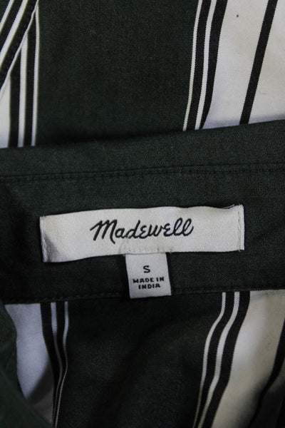 Madewell Womens Striped Button Down Shirt Green White Cotton Size Small