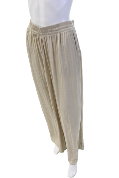 Zara Womens Pull On High Rise Wide Leg Pants Dust Beige Size Medium