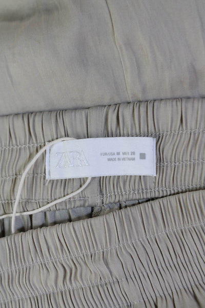 Zara Womens Pull On High Rise Wide Leg Pants Dust Beige Size Medium