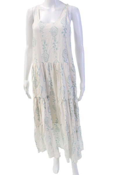 Splendid Womens Cotton Floral Sleeveless Scoop Neck A-Line Dress Cream Size XS