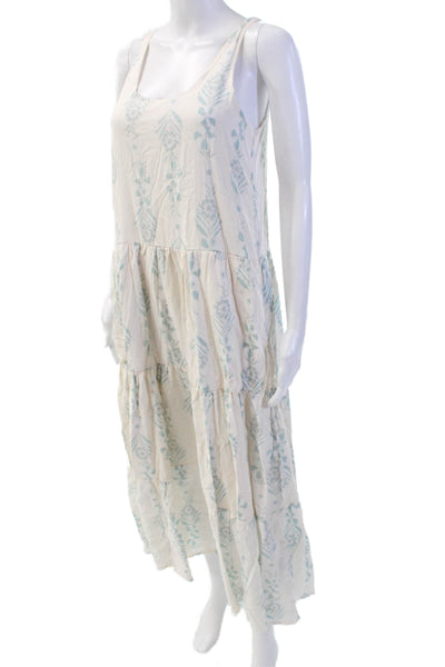 Splendid Womens Cotton Floral Sleeveless Scoop Neck A-Line Dress Cream Size XS