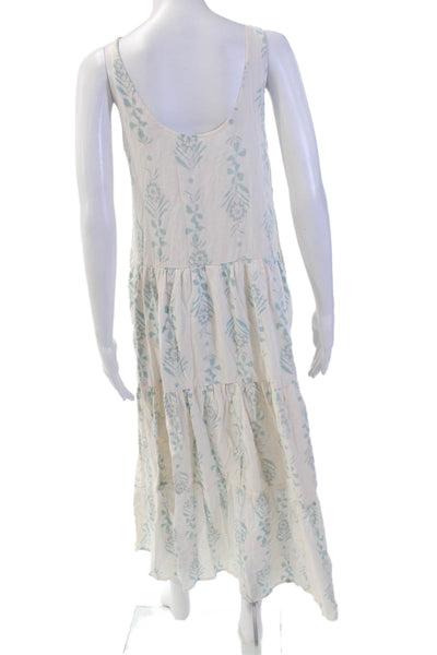 Splendid Womens Cotton Floral Sleeveless Scoop Neck A-Line Dress Cream Size XS