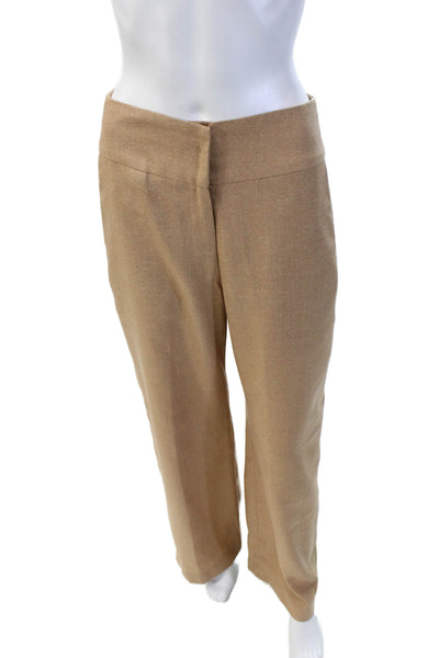 Edda Gonzalez Womens Zippered High-Waisted Wide-Leg Pants Brown Size 4