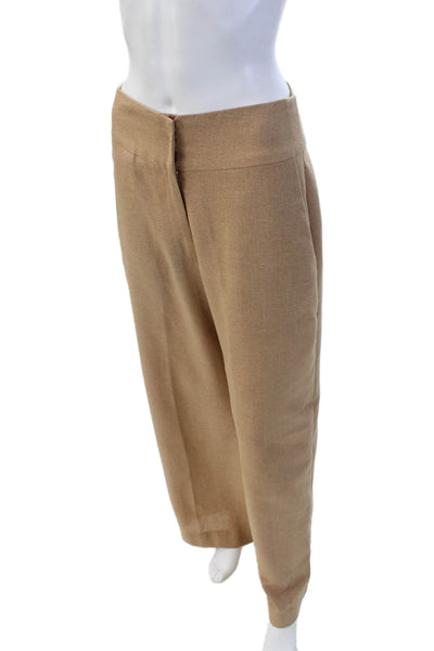 Edda Gonzalez Womens Zippered High-Waisted Wide-Leg Pants Brown Size 4