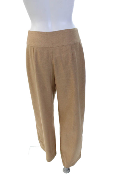 Edda Gonzalez Womens Zippered High-Waisted Wide-Leg Pants Brown Size 4