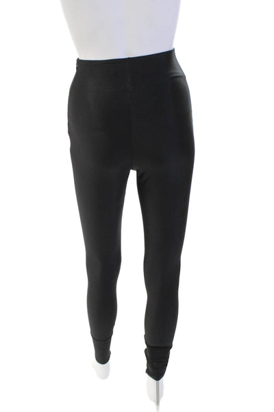 Ronny Kobo Women's Zip Closure Fitted Shiny Full Length Pants Black Size 0