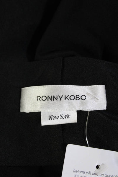 Ronny Kobo Women's Zip Closure Fitted Shiny Full Length Pants Black Size 0