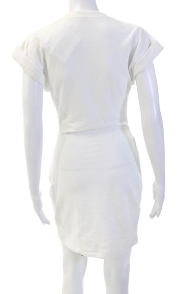 Ronny Kobo Women's Short Sleeves Fitted Tie Waist Mini T-Shirt Dress White S