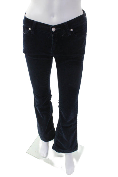 7 For All Mankind Womens Cotton Zip Button Boot Cut Pants Navy Size EUR 24