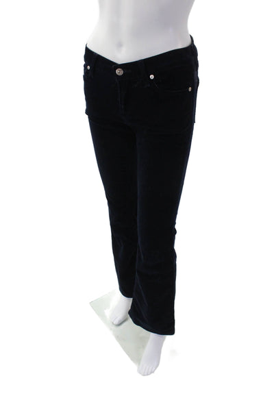 7 For All Mankind Womens Cotton Zip Button Boot Cut Pants Navy Size EUR 24