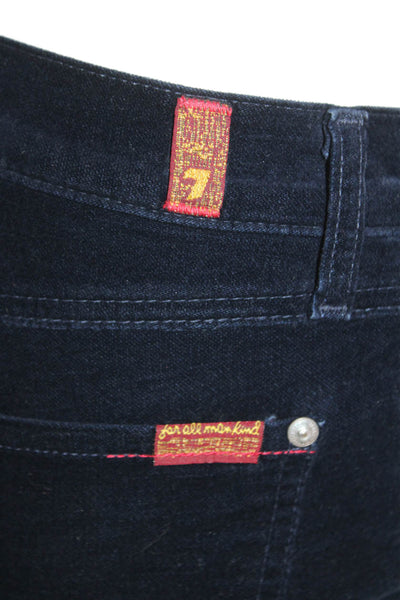 7 For All Mankind Womens Cotton Zip Button Boot Cut Pants Navy Size EUR 24
