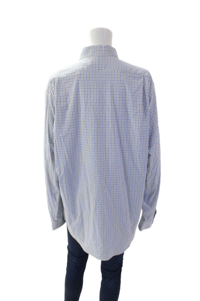 Polo Ralph Lauren Blue Label Womens Cotton Long Sleeve Button Plaid Blouse Blue