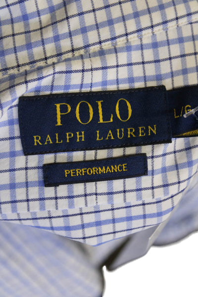 Polo Ralph Lauren Blue Label Womens Cotton Long Sleeve Button Plaid Blouse Blue